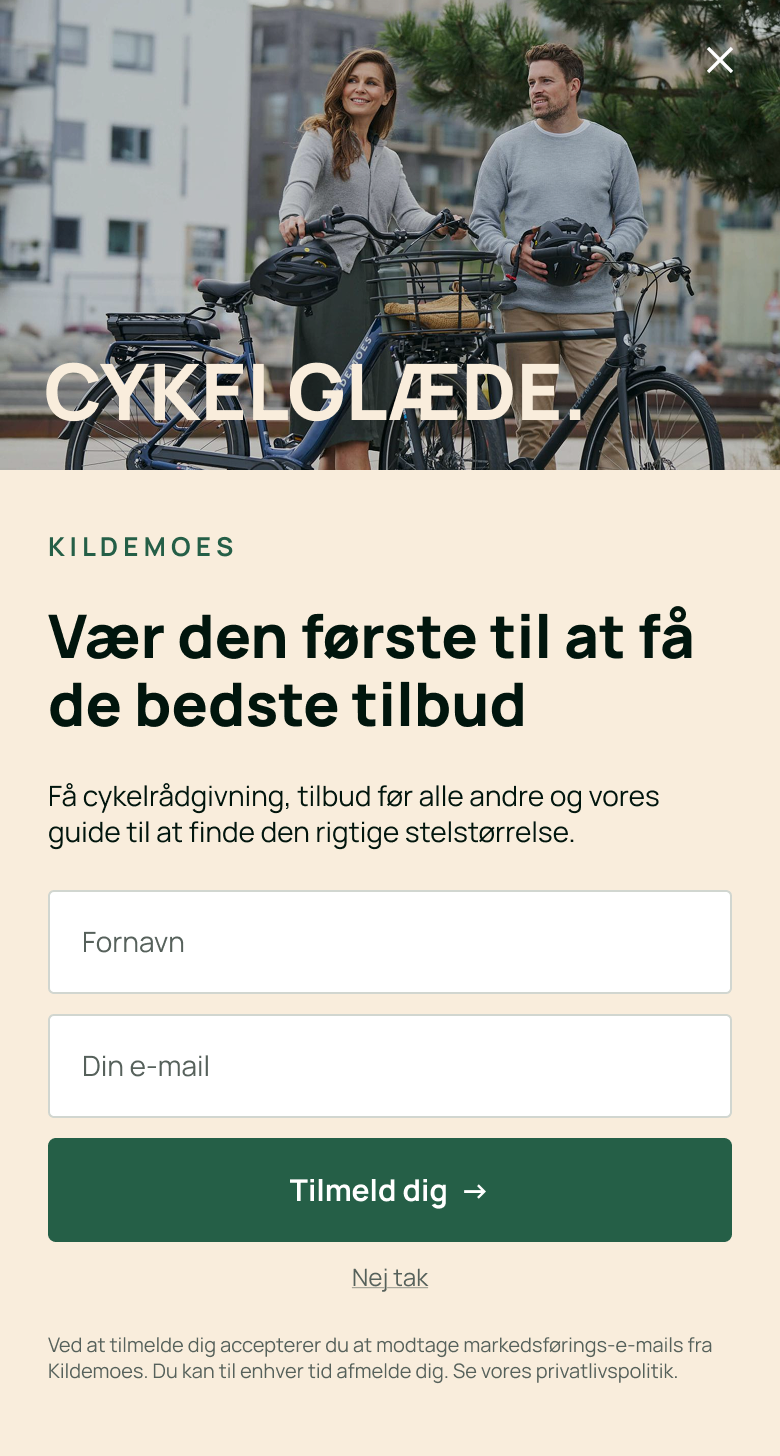 Kildemoes pop-up sign-up form
